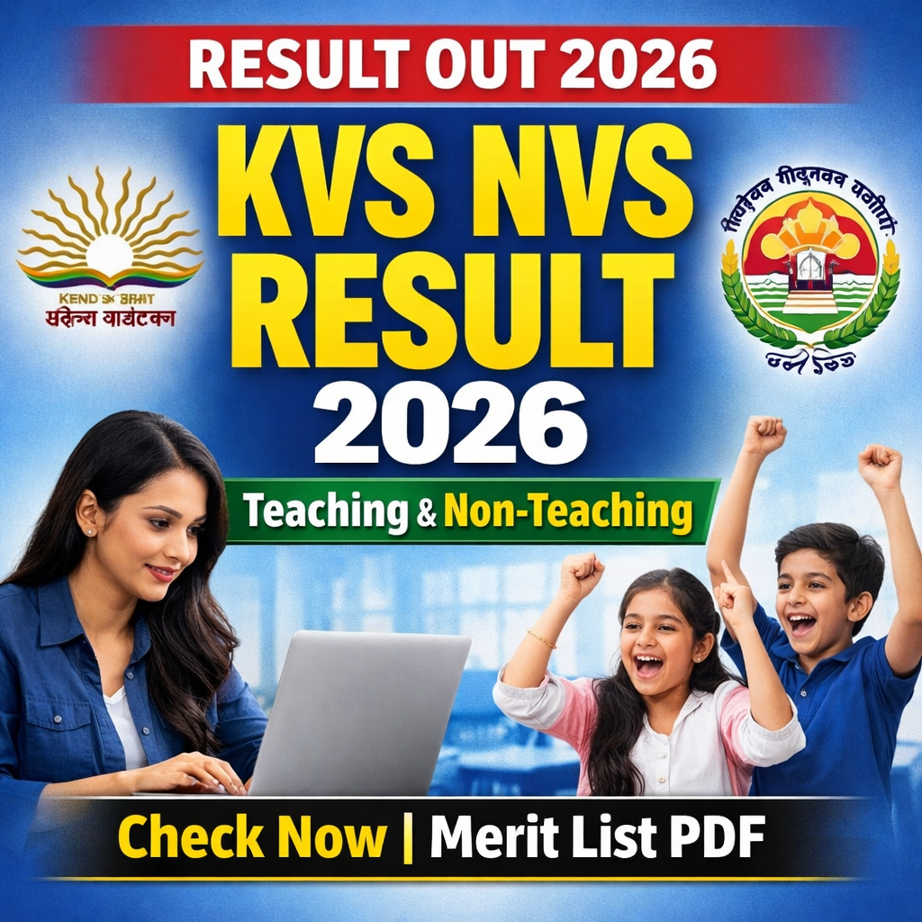 KVS NVS Teaching & Non-Teaching Result 2026 Big Update thumbnail showing Tier 1 result, cut off marks and Tier 2 exam date alert