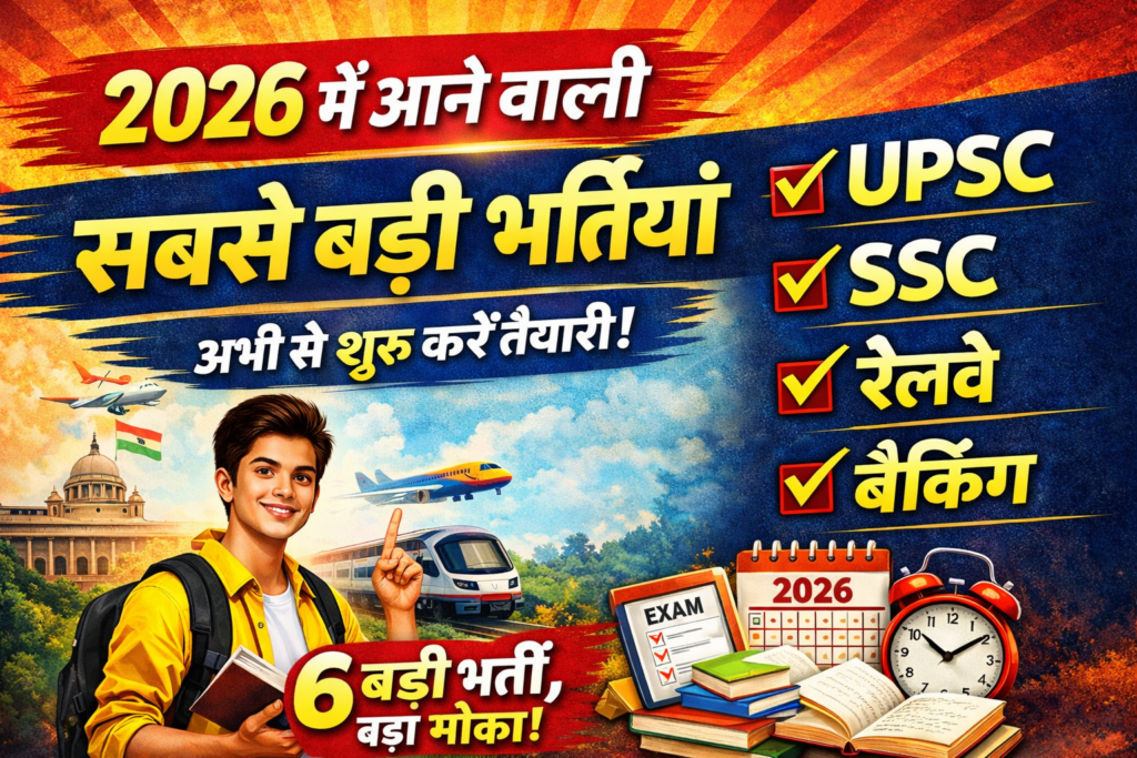2026 में आने वाली सबसे बड़ी भर्तियां – अभी से शुरू करें तैयारी, UPSC SSC Railway Banking upcoming government jobs 2026 preparation strategy
